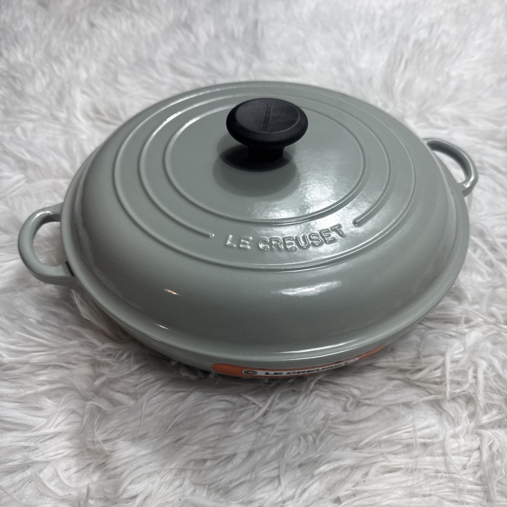 LE CREUSET 30 French Dutch Oven With Lid In Rare Pastel Gray Made In France New!